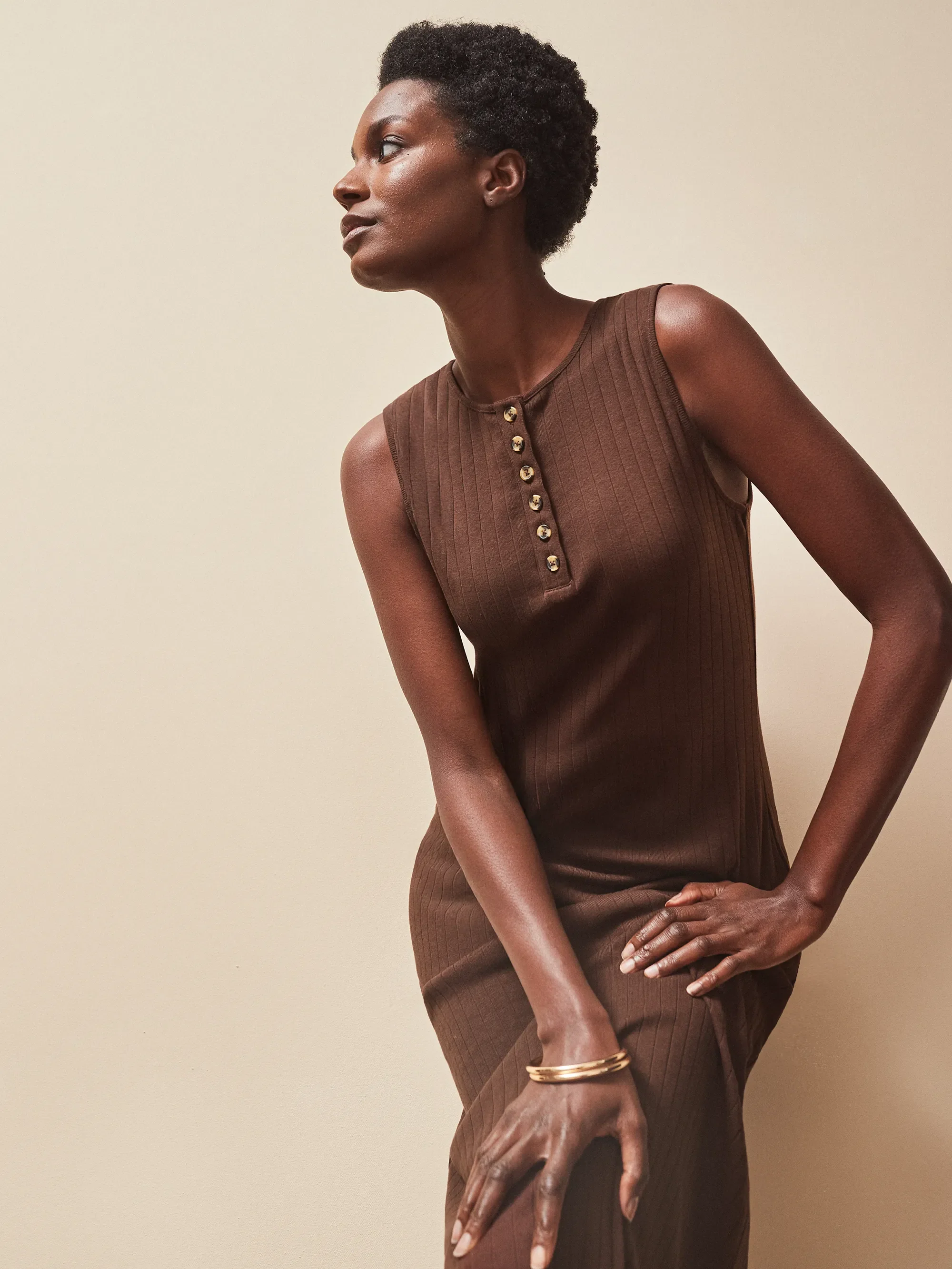 Chocolate Rib Column Dress